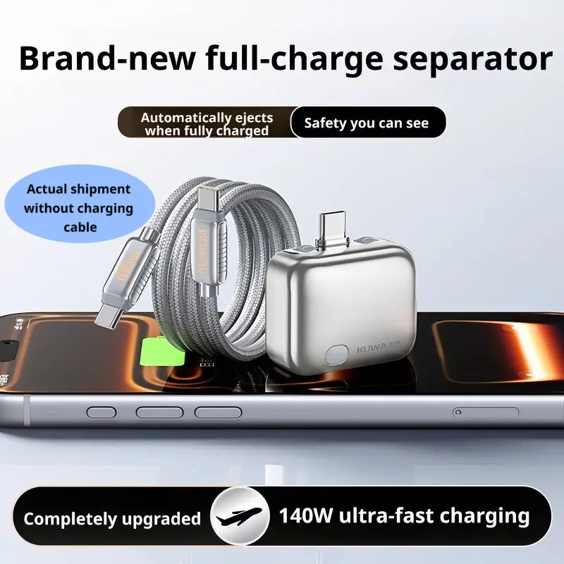 2026 New 140w Type-C Fast Charging Adapter, Smart Full Charge Separator, Auto Shut Off, Safe Overnight Charging, Compatible with Android, Apple, Tablets, Electronic Phone Charger