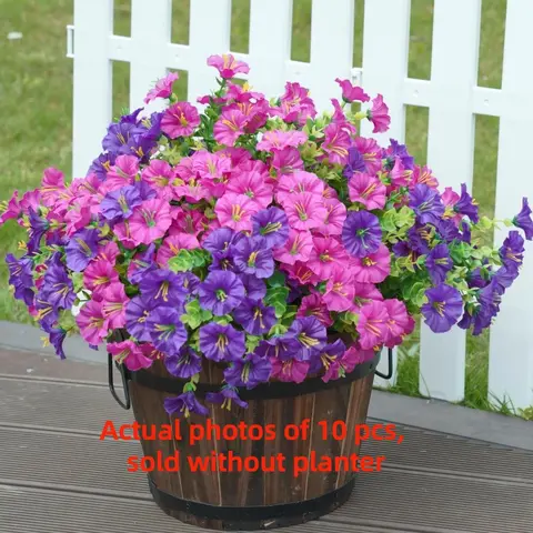 10 Bundles UV-Resistant Faux Artificial Flower Arrangement, Indoor Outdoor Floral Decoration Flower Decorations Decorative Flowers for Home Garden Hanging Decor on Porch, Window and Yard