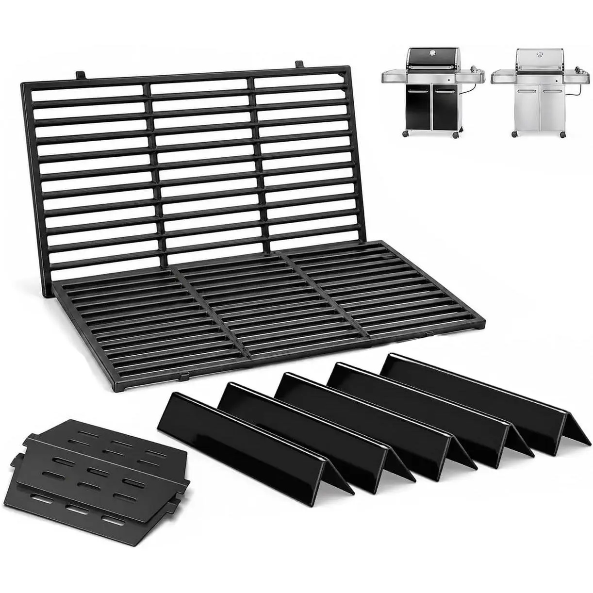 Grill Replacement Parts for Weber Genesis 300 Series (2007-2016), Fits Genesis E310 E320 E330 S310 S320 S330, Porcelain Enameled Cast Iron Grates Flavorizer Bars Heat Deflectors 7524 7528 7621 7622