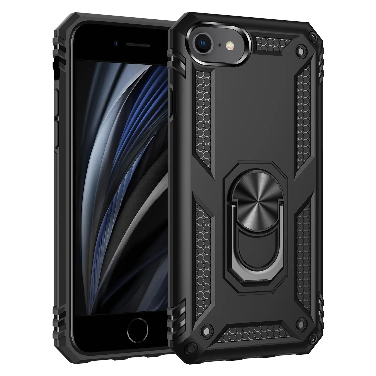 Case for iPhone SE/iPhone 5 Durable Shockproof Dual-Layer Cover, 360° Rotatable Magnetic Ring Stand, Thick Buffer, Flexible Rotation for iPhone SE/iPhone 5 Phone Case