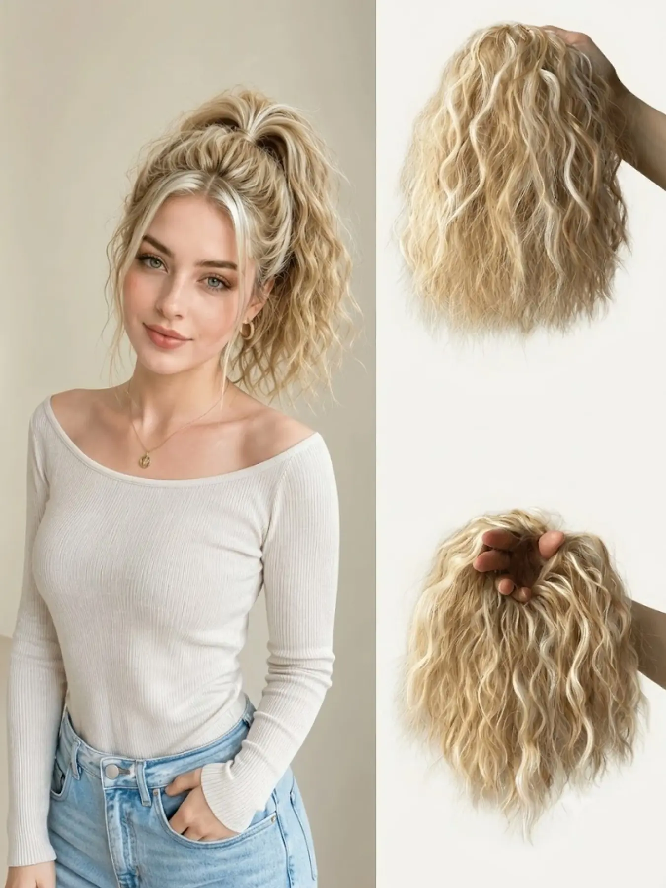 Latina Curly Messy Bun Scrunchie - Natural Fluffy Voluminous Hairpiece for Women Soft Fluffy Texture