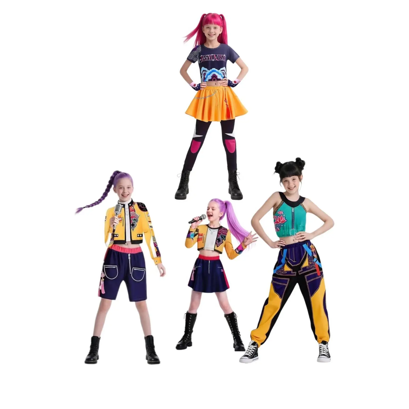 Girls' Crop Top & Pants Costume Set, Halloween Zoey Devil Role Play, Trendy Teenage Girl Cosplay Clothes
