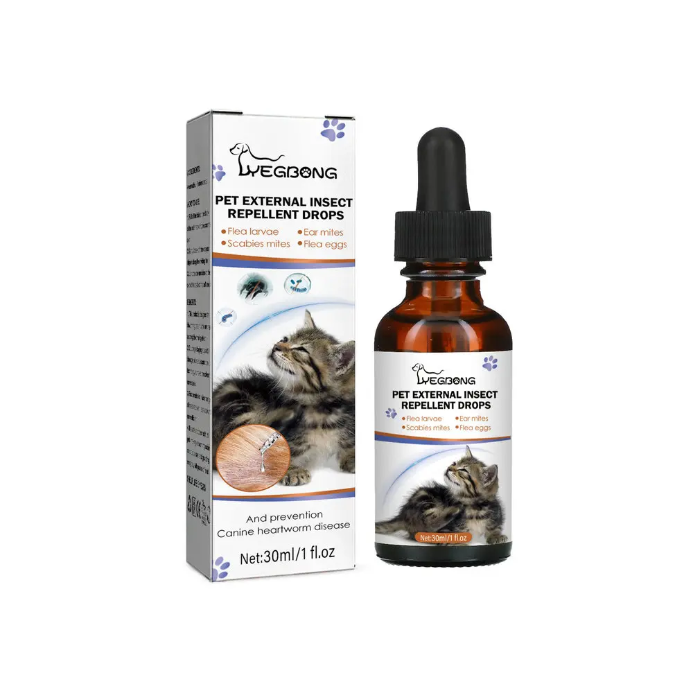 Yegbong Pet External Parasite Repellent Drops for Cats and Dogs to Clean and Remove Fleas, Ticks, and Lice