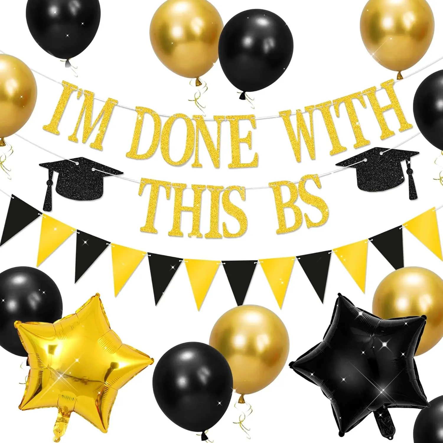 Fun Banner & Balloon Set, 2026 Bachelor of Science Graduation Party Decorations, Funny "I'm Done With This BS" Festive Supplies for Home Party Use