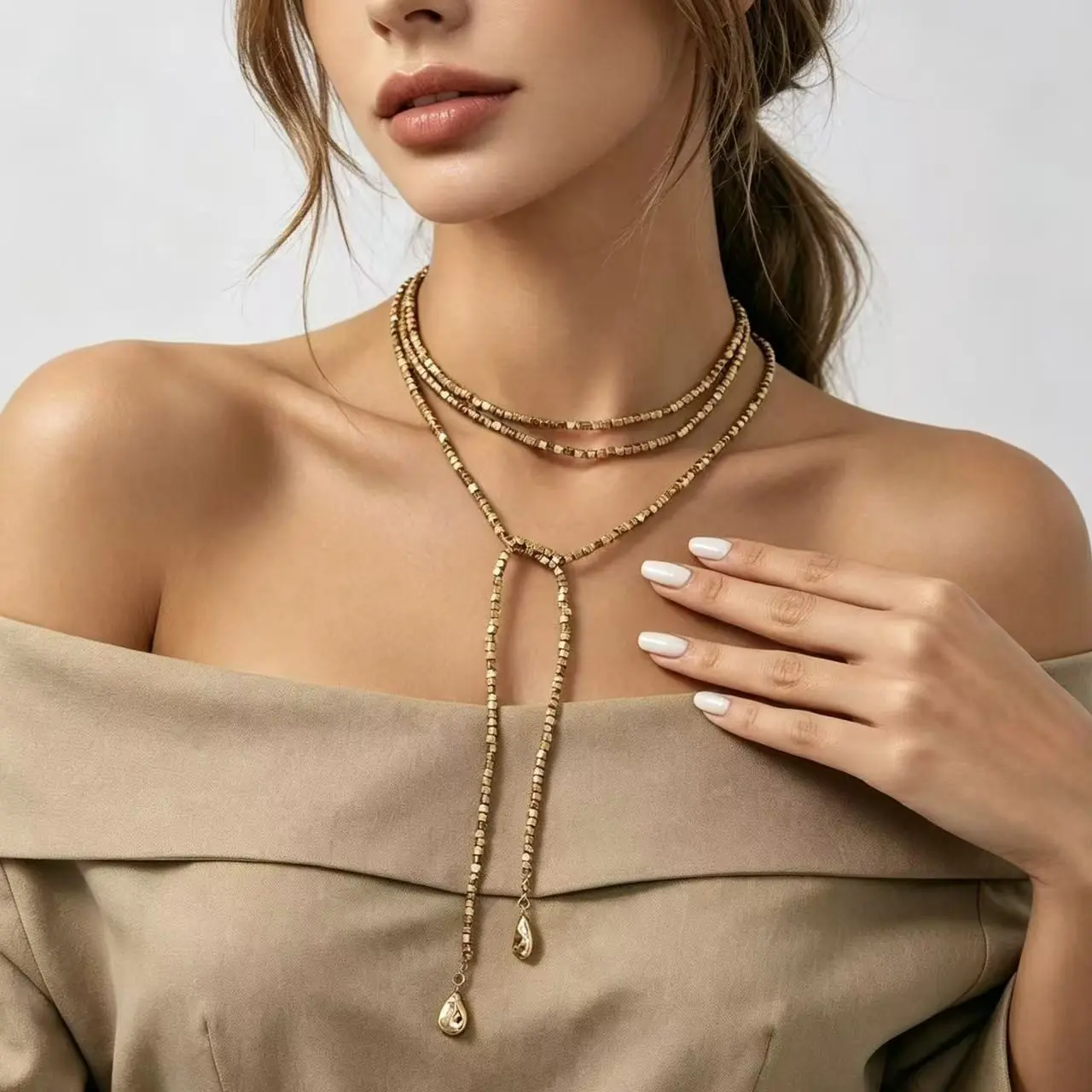 Women's Irregular Beaded Acrylic Chain Necklace - European & American Light Luxury Niche Design, Versatile Everyday Wear Fashion Costume Jewelry Stackable Day Collar, Jewelry For Women, For Women