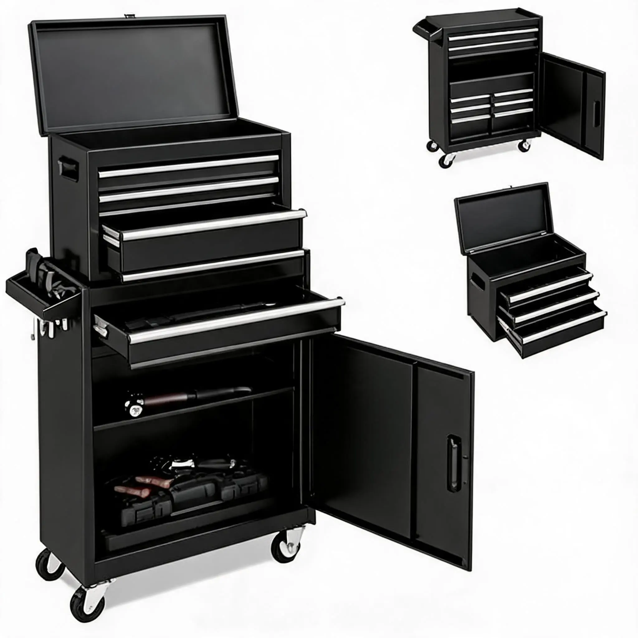 Heavy-Duty 4-Drawer Rolling Tool Chest Cabinet – Metal Storage Cart with Sliding Drawers & Protective Liner