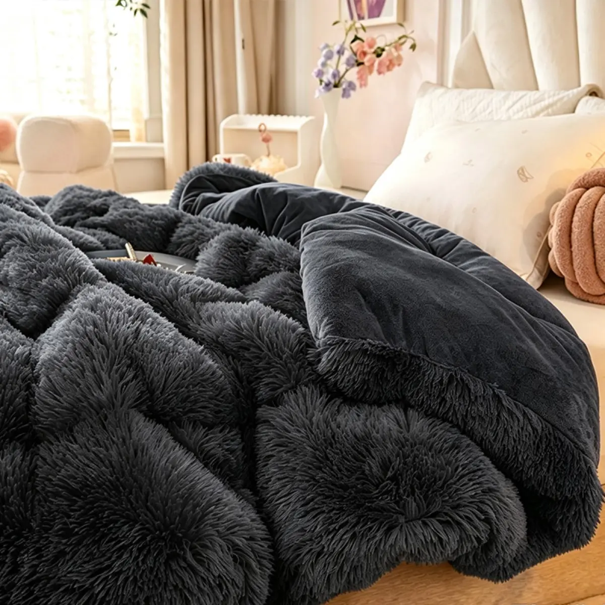 3Pcs Soft Plush Duvet Cover Set, Comfy Bedding Set, 1 Cozy Duvet Cover with 2 Matching Pillowcases, Mink-Style Bedding for Fall & Winter, Comfortable Bed Set for Bedroom, Apartment & Dorm, Multiple Colors and US Sizes Available, Cozy Home Decor