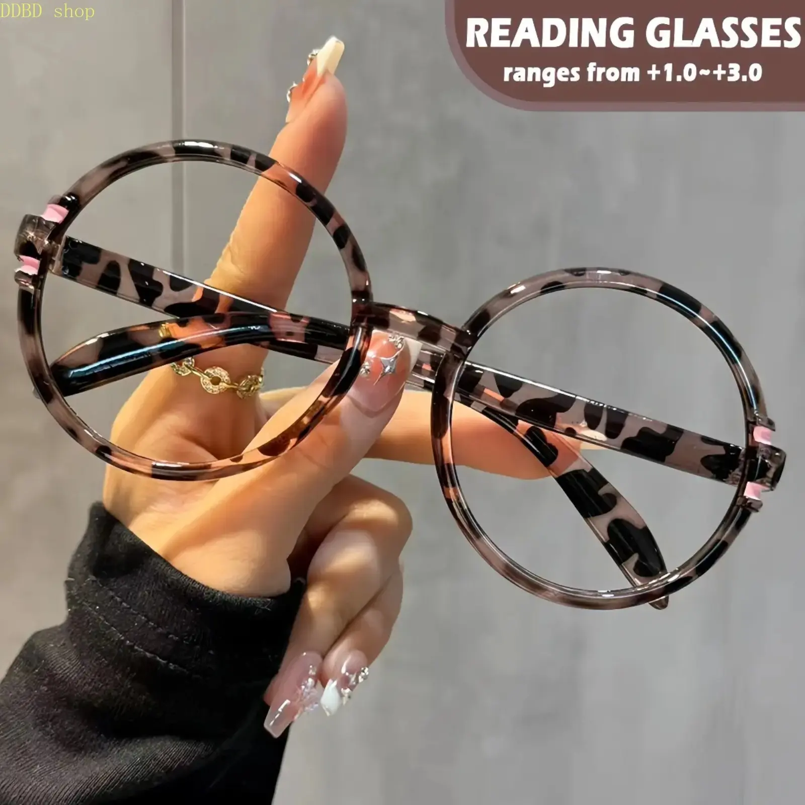 Unisex Round HD Large Frame Reading Glasses, +1.0 to +3.0 Strength Options Available
