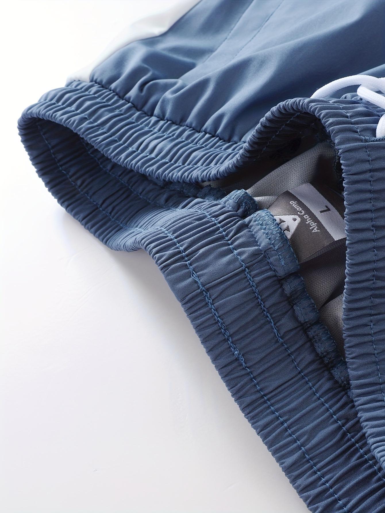 Men's casual two-piece set, stylish contrasting zipper hooded jacket, breathable solid color drawstring pants