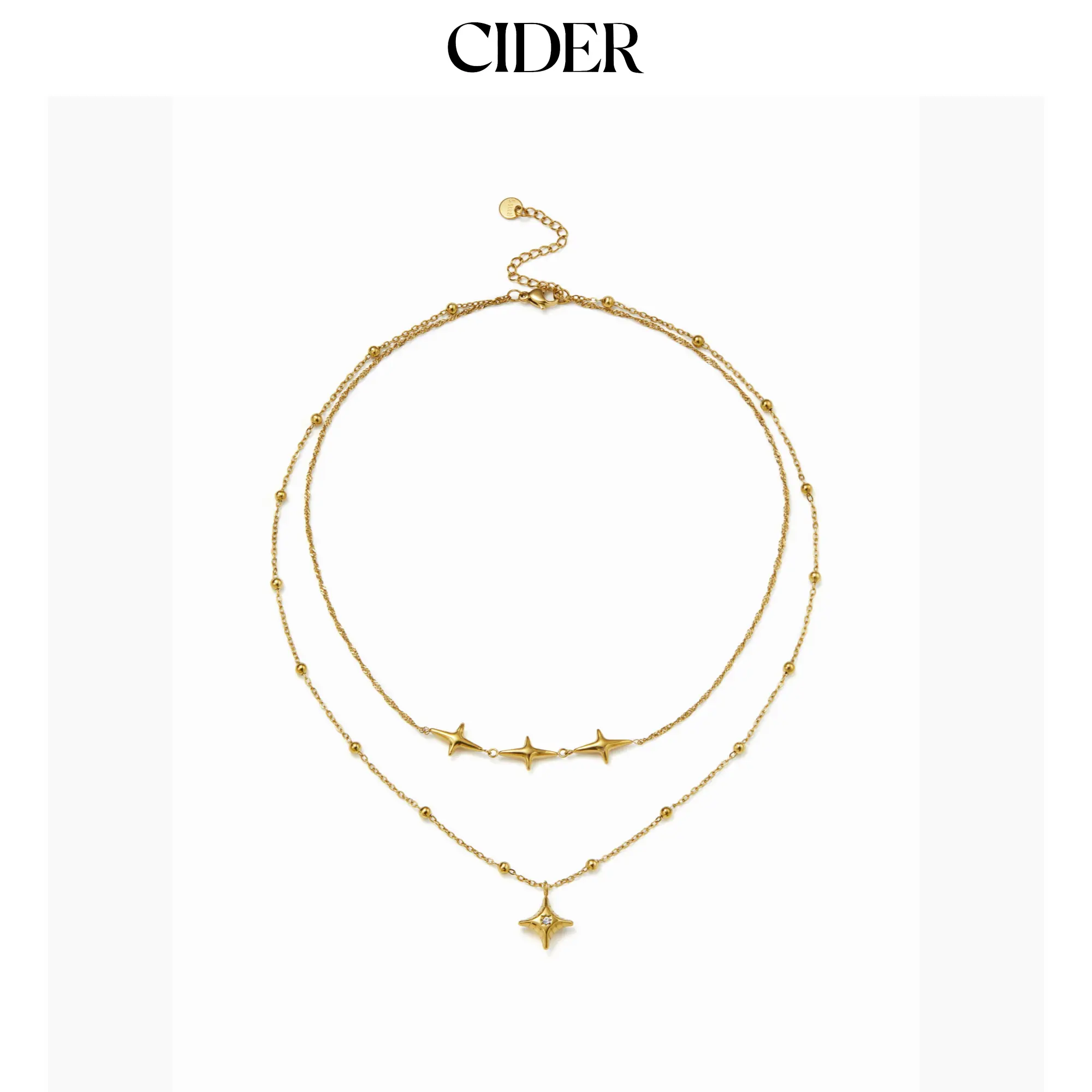 Cider  18K GOLD PLATED STAINLESS STEEL STAR LAYERED NECKLACE