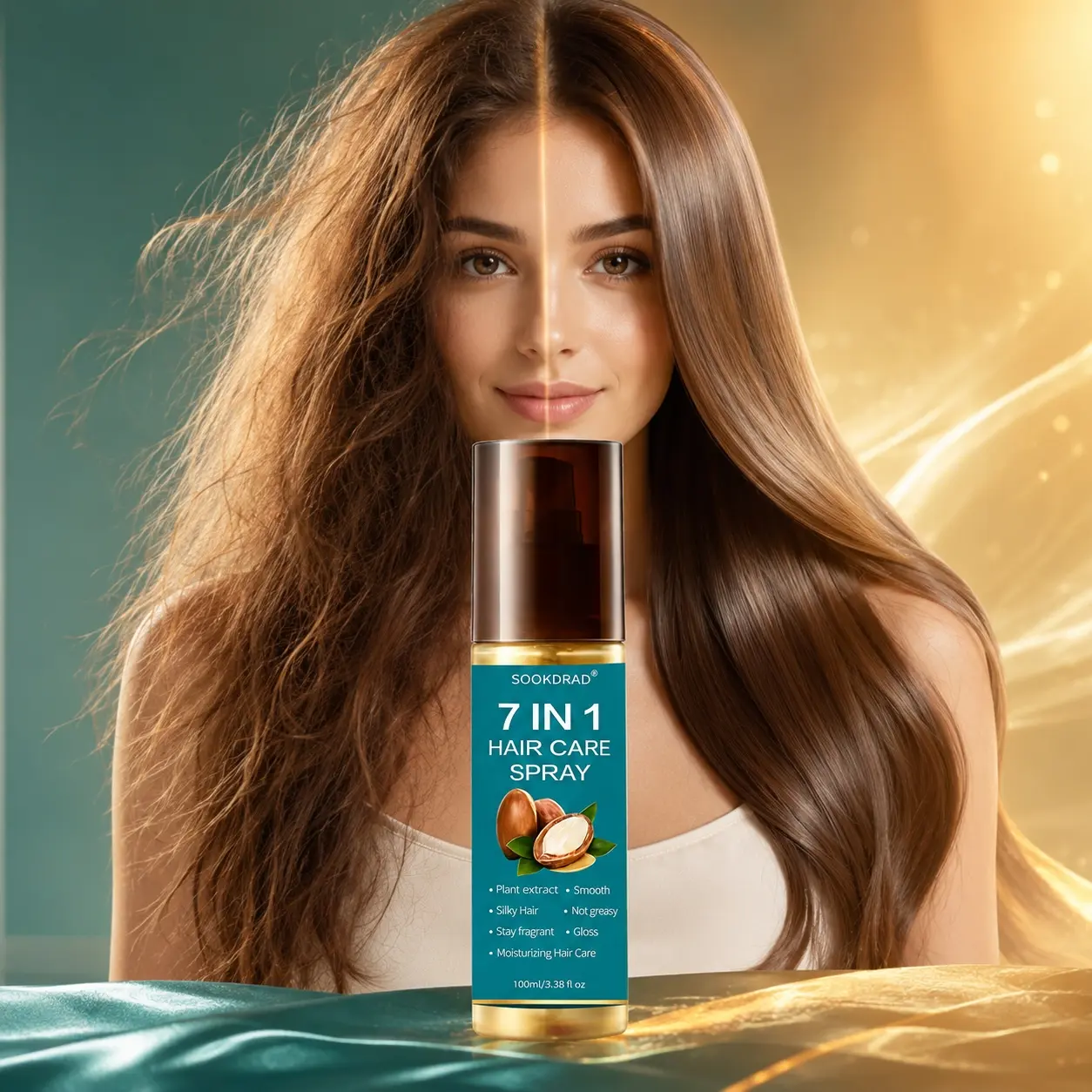 7 in 1 Hair Care Spray, plant extract, smooth, silky hair, not greasy, stay fragrant, gloss, moisturizing hair care, 100ml/3.38 fl oz