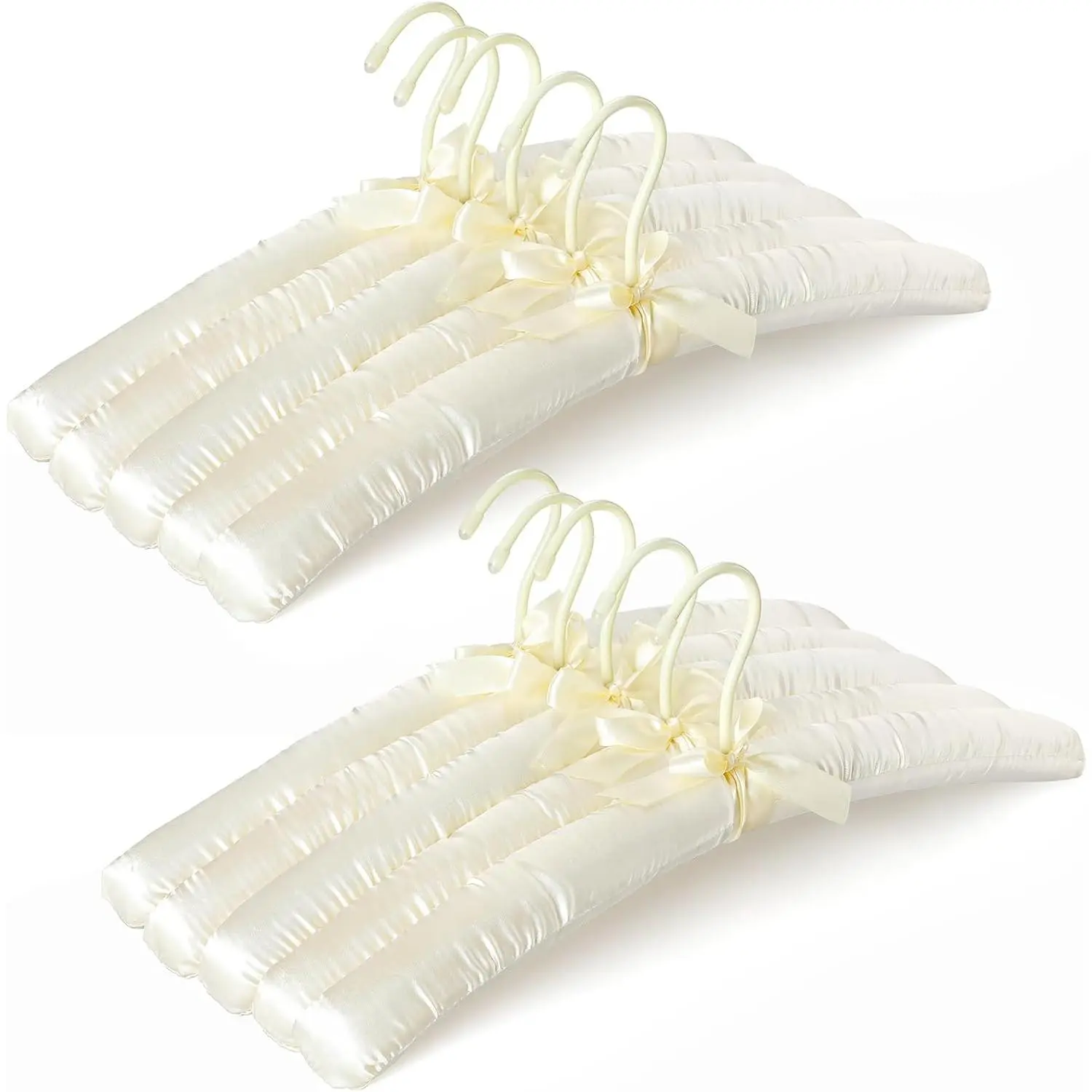 HANGER Padded Hangers for Women Clothing,17-inch Satin Hangers 10 Pack Thick Foam Padded No Shoulder Bump for Sweaters, Coat, Blouses, Dresses-Ivory,CT18I-10