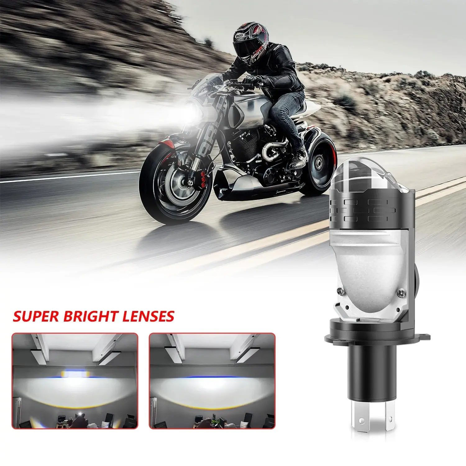 1pcs H4 LED Car Headlight Bulb, 50w 10000 Lumens, 6500k Cool, Dual Function, Plug and Play, Hb2 9003 Replacement for Cars, Trucks, Suvs, Motorcycles