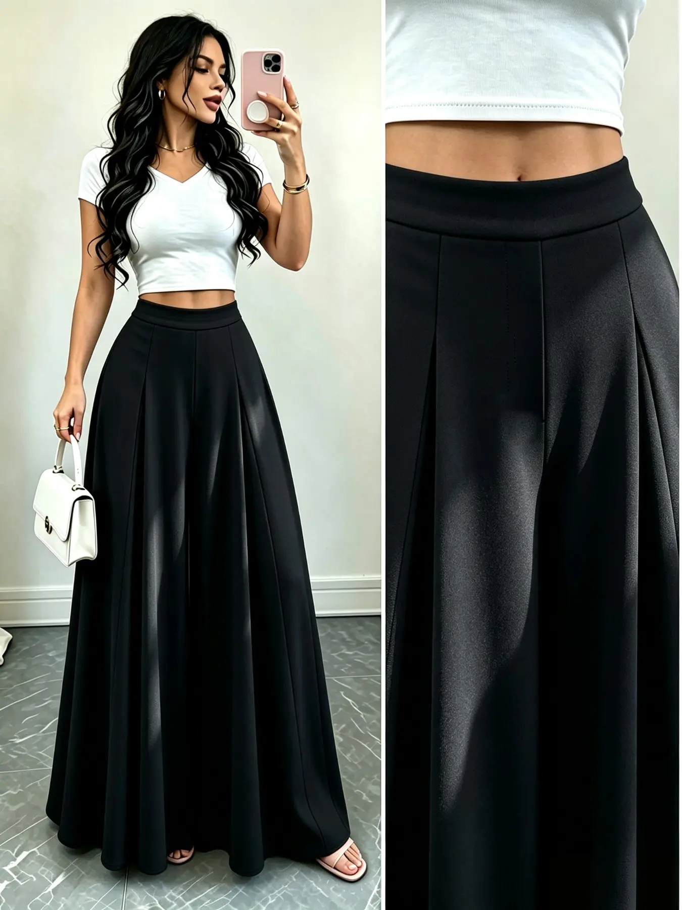 High-Waisted Elastic Women Pants, Four-Season Design, Flared Slim Fit, Elegant Commuter Casual Pants, Perfect for All Seasons