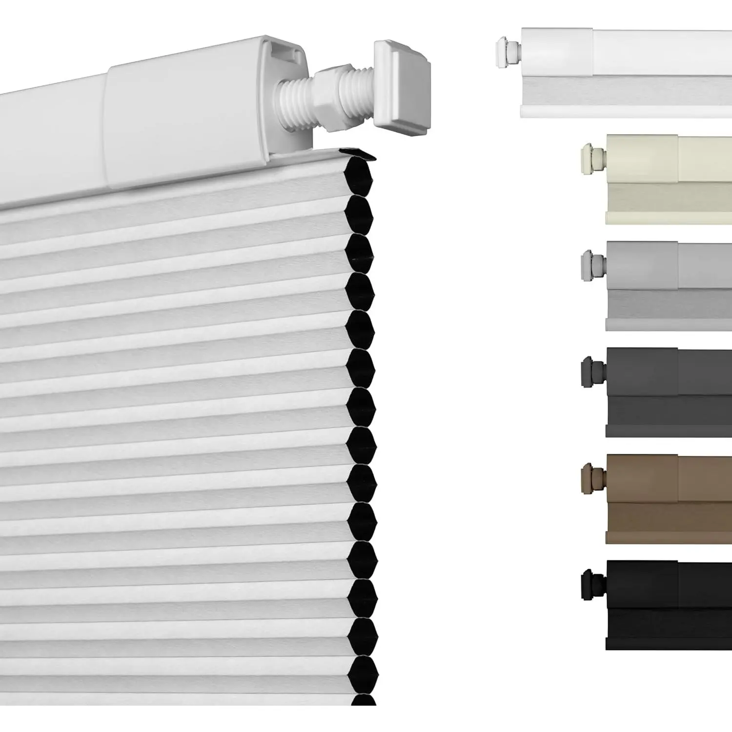 No Drill No Tools Blackout Cellular Shades Cordless Easy Install  cordless   Honeycomb Blinds Thermal Insulated Noise Reduction Blinds for Indoor Windows,Blackout Beige/Blackout White/Light Filtering White