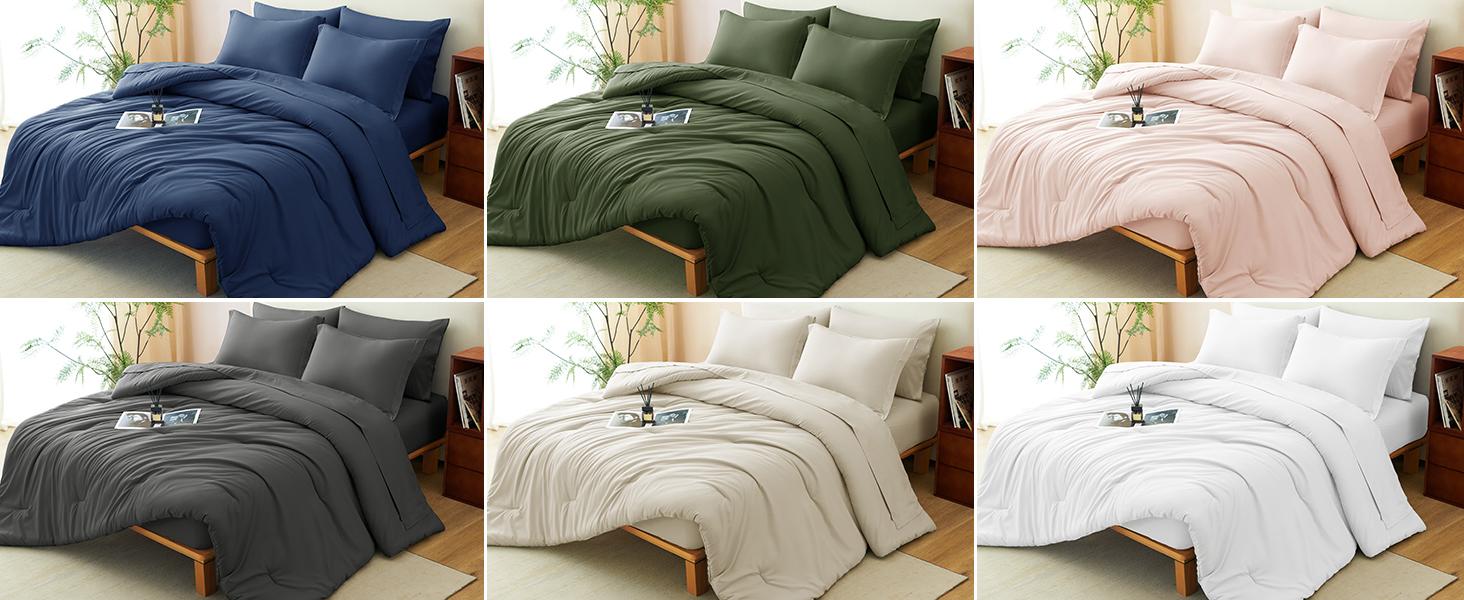 Comforter Black, 7 a Bag Comforter with, Boho 7PC Sets with Comforter,, Flat, Pillow Shams and Pillowcases