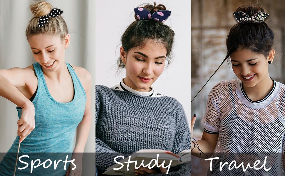 4Pcs Women's Korean Magic Cute Rabbit Bunny Ear Sponge Hair Styling Tools Polka Dot Bow Bun Maker Curler Twist for Ponytail