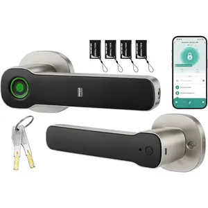Fingerprint Door Lock-  Door knob,Biometric Door Lock with Passcode for Bedroom  Hotel Office Apartment in Satin Nickel