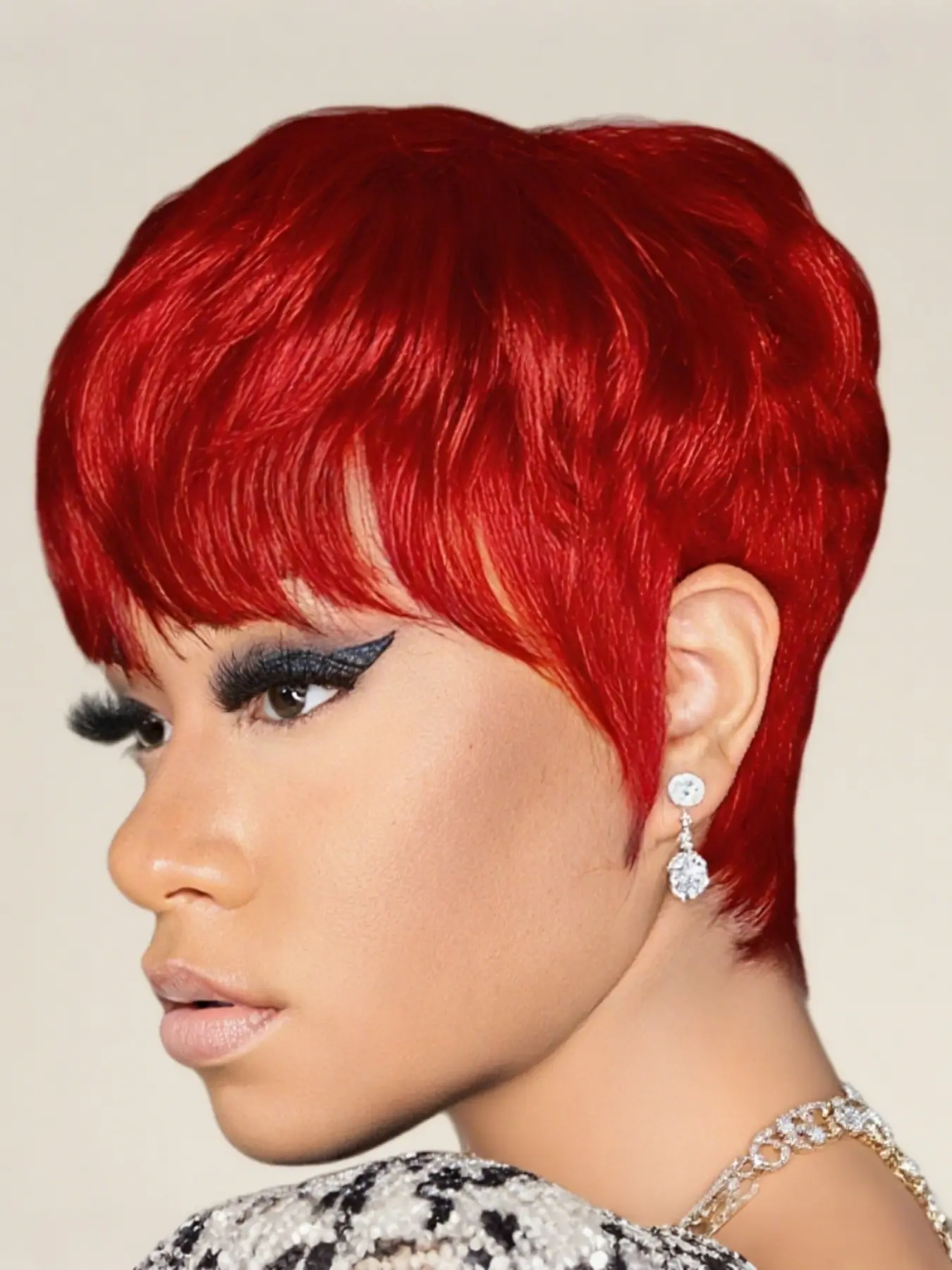Short with Bangs Human Hair Pixie Cut Wigs for Women, Cosplay Wig, Party Wig, Fashion Wig, Machine Made Wig, Perfect for Any Occasion