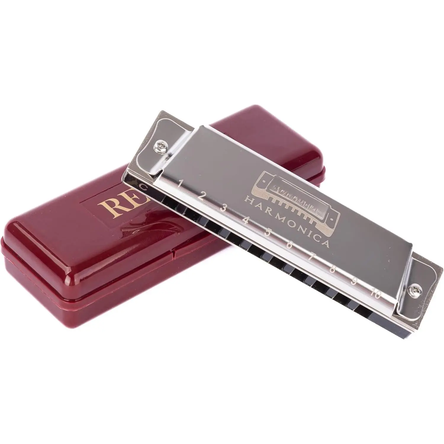Harmonica Key of C, 10 Holes Diatonic, Rich Tone, Durable Design with Protective Case, Blues Harmonica for Adluts,  Players, Beginners and Students