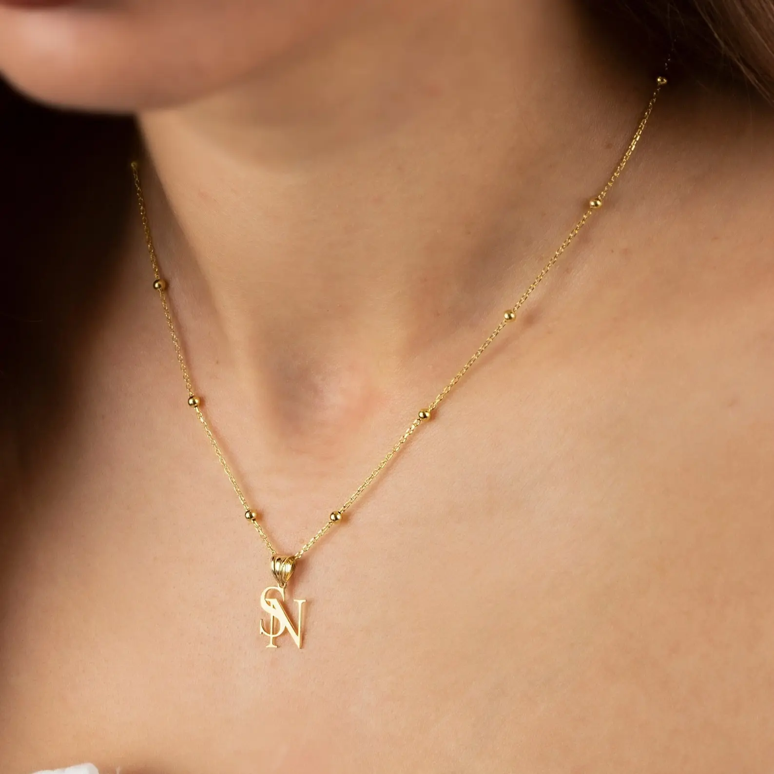AS1207 Personalized Double Initial Necklace | 925 Silver Gold Two Letter Necklace | Custom Double initial Necklace | Christmas Gift for Couple