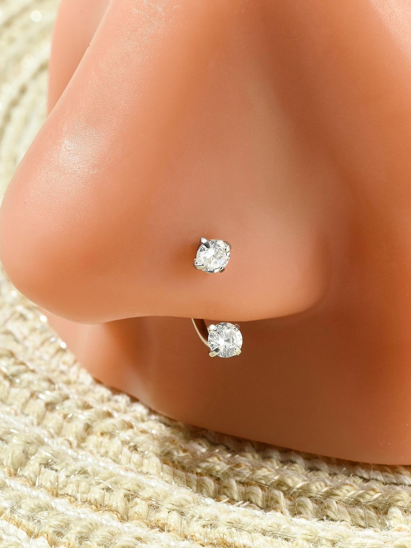 Stainless Steel Heart Nose Ring, Cubic Zirconia U-Shaped Septum Piercing, 20g/18g Cartilage Earrings, Hypoallergenic Jewelry for Women