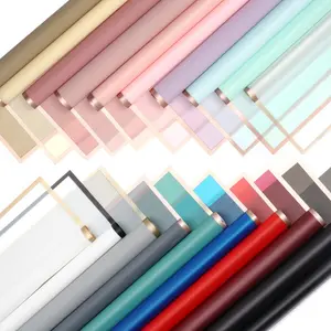 20pcs High-End Gold Rim Floral Wrapping Paper, Pure Color Bouquet Wrapper for Flower Shop, DIY Crafts, Wedding, Valentine's Day & Birthday Gift Packaging