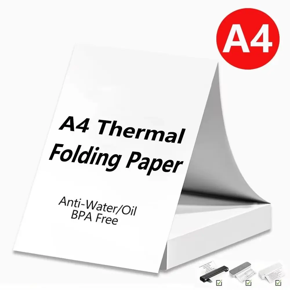 A4 Thermal Paper 60/80/100 Sheets Long-term Folded Paper For A4 Thermal Portable Printer For Office Photos Document Printing