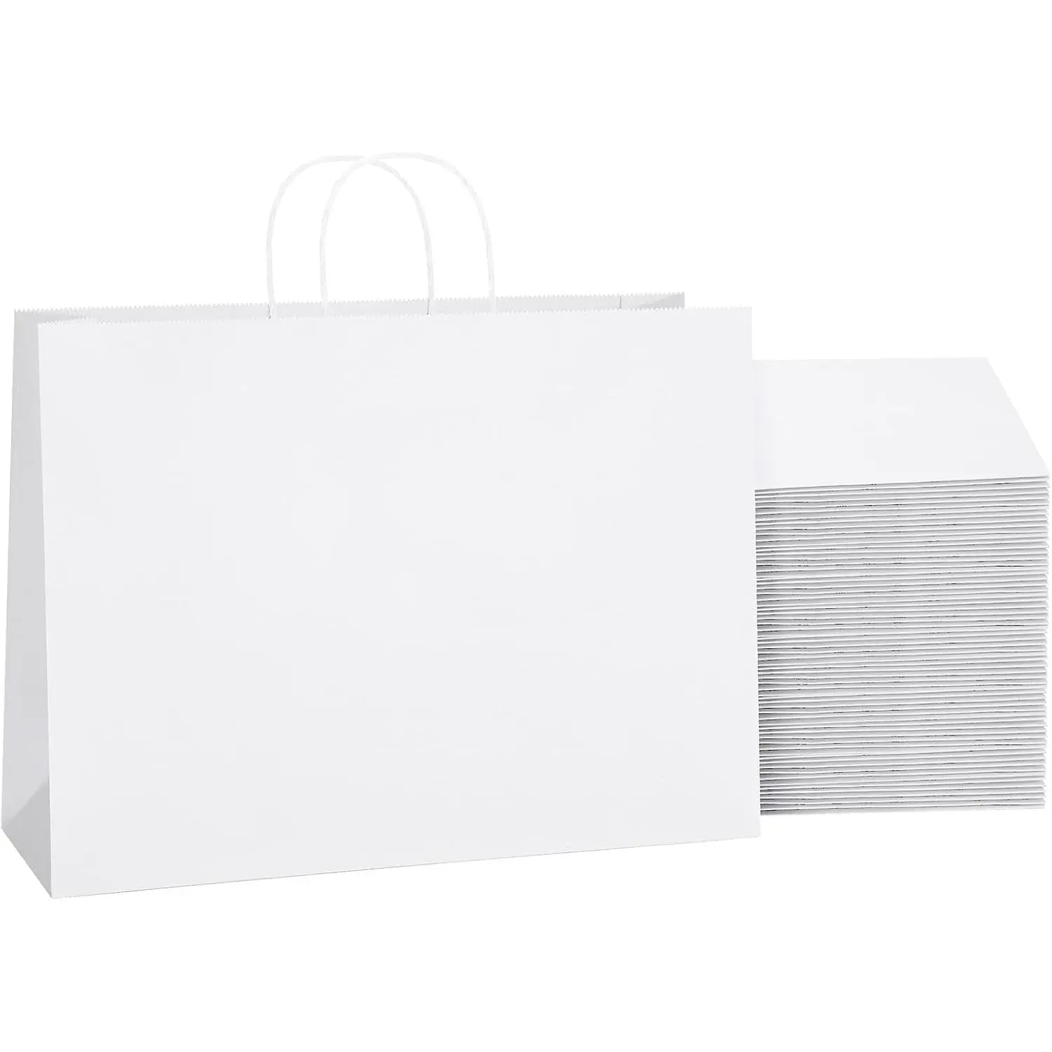 White Paper Bags with Handles 16x6x12, 25 Pack Large  Paper Bags Bulk, Tote Bag Shopping Bags, Paper  Bags, Retail Bag Merchandise Bags for Grocery Business Takeouts