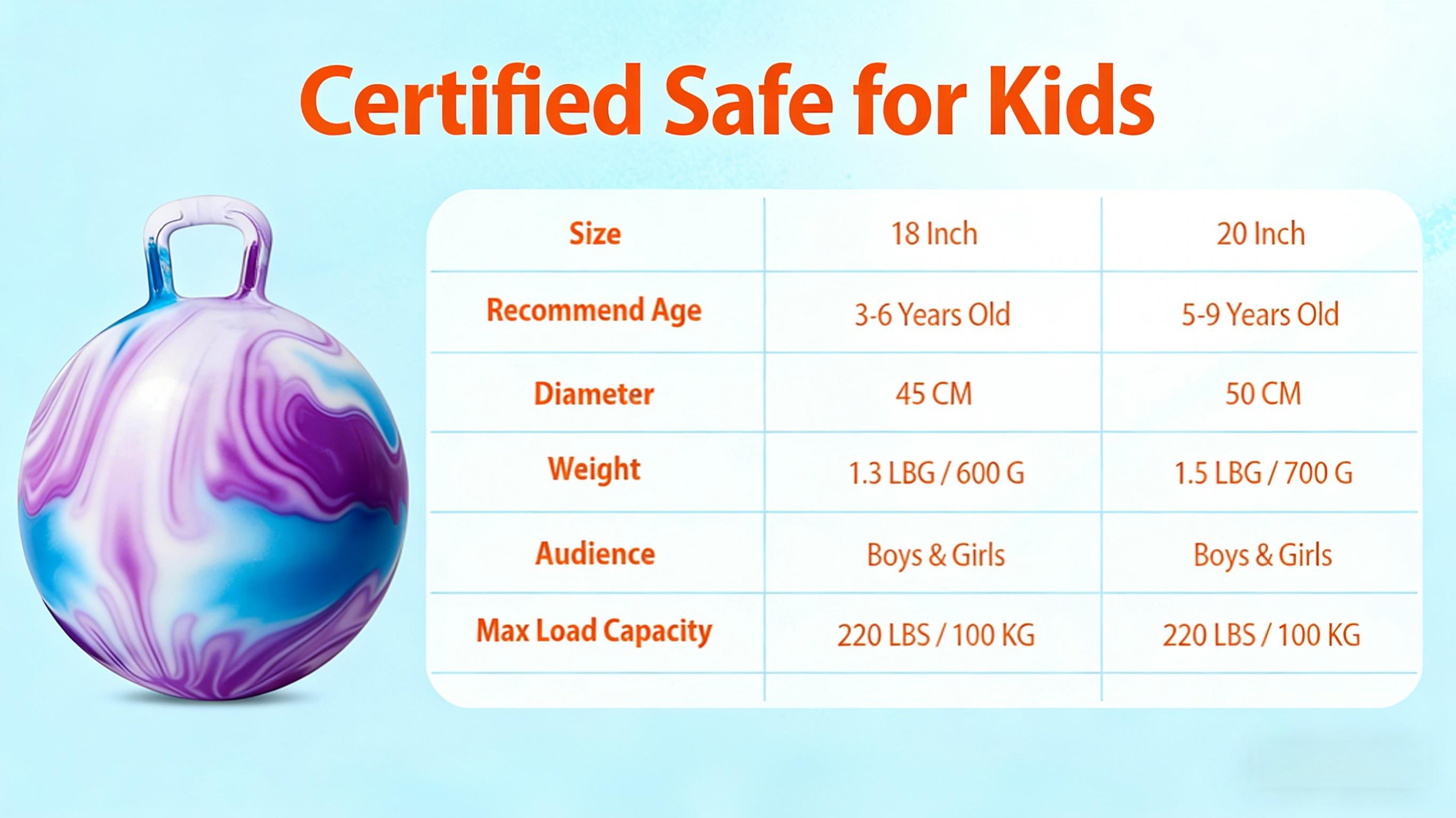 Hopping Ball for Kids, Teens  - Fun Bouncy Ball with Handle,18 Inches Bouncy Ball with Handles, Bouncing Bounce Balls Hopper, Inflatable Clouds Bounce Hopper Toy with Pump for Kids Ages 3-10,Active Play for Family Activities & Indoor/Outdoor Sports