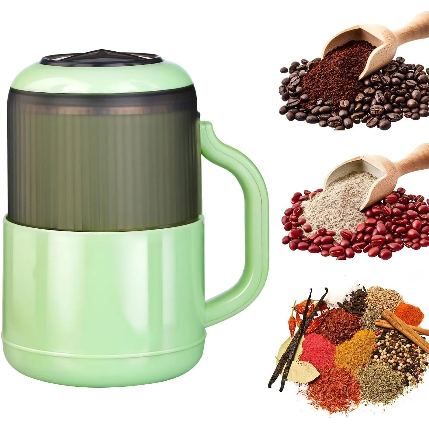 Multi Functional Electric Coffee  &  Dry and Wet -Use  for Coffee Beans, Nuts, Seeds  Grinding with Stainless Steel  Kitchen  with Handle, 800 ML