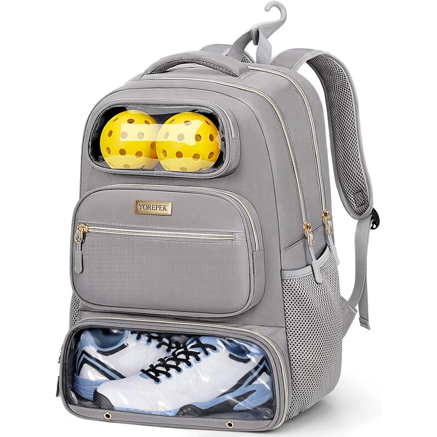 Large Pickleball Bag Backpack,Hold 4 Paddles with Padded Protection| 10 Pockets with Separate Shoe Compartment for Pickleball Accessories, Organized Pickleball Bags for Women Men on Game Day fence hook