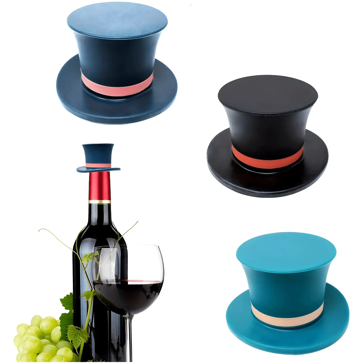 Cute Cartoon Magic Hat Wine Stopper, Sealed Freshness Champagne Bottle Cap, Suitable for Various Bottles Like Wine and Whiskey, Drink Accessories