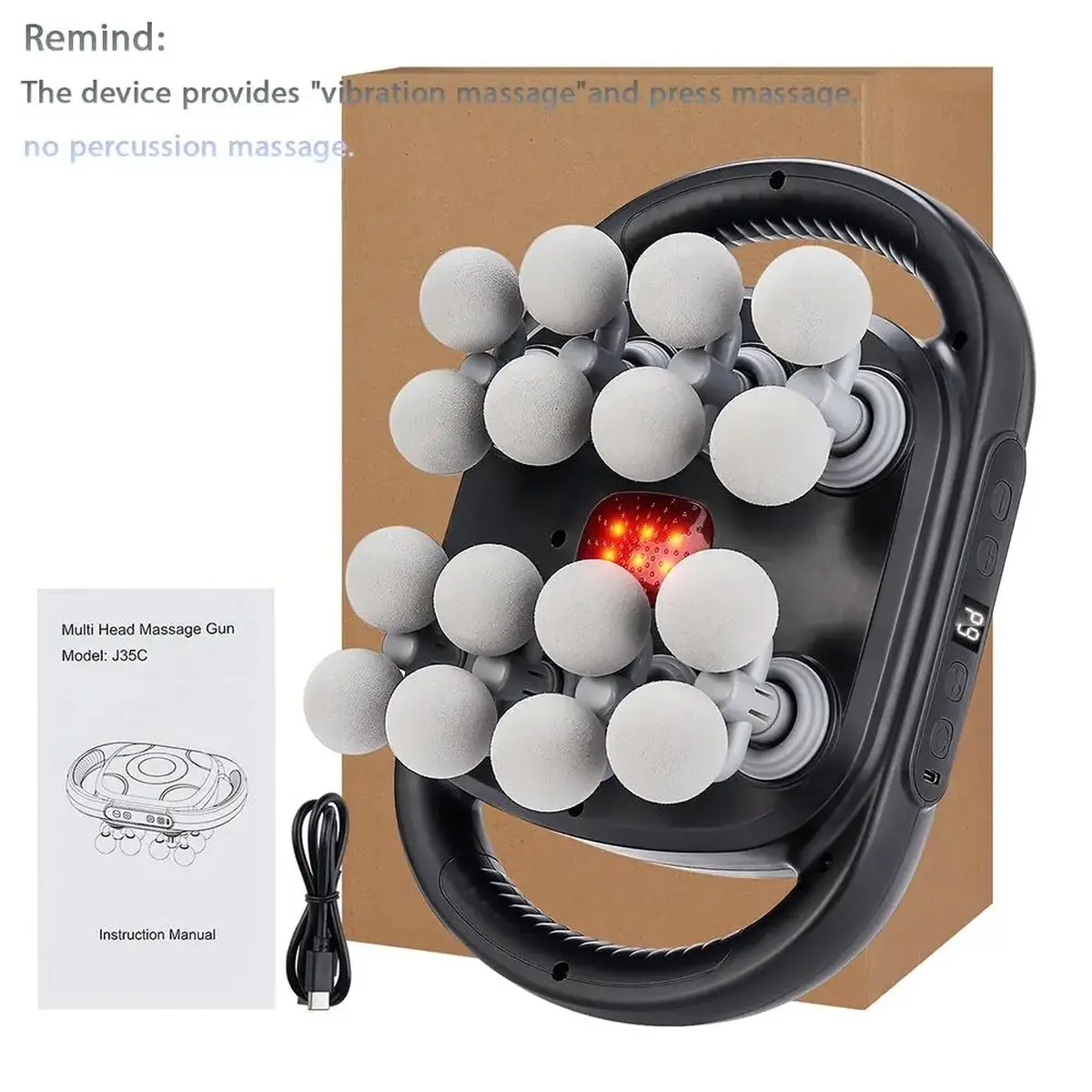 16-Head ABS Plastic Sensitive Fascia Massage Tool - Heated Foldable Full Body Mat, Portable Rechargeable USB Vibration Shiatsu Deep Tissue Mini Gun for Muscle Relief, Ideal Gift for Loved Ones (Foot & Hand Use)