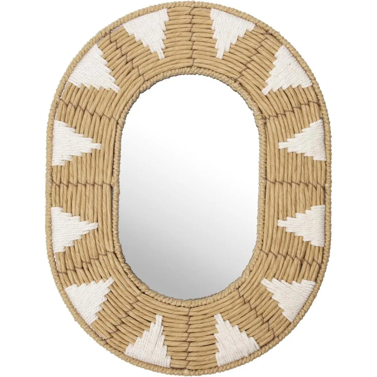 Bohomain Wall Mirror Oval Decorative Mirror Seagrass Wall-Mounted Mirror   Décor,  Wall Art for Living Room Bedroom Dining Room, Size-16.54''x12.6''