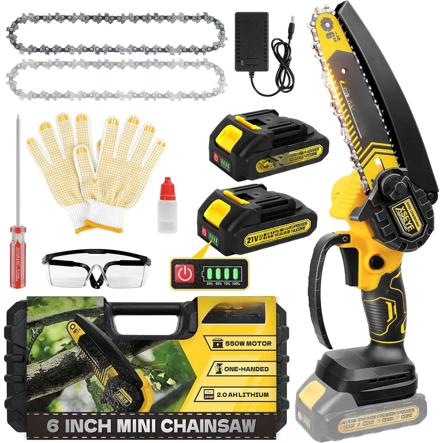 6-Inch Mini  Cordless, Handheld Electric  with 2  | 550W ,    cut, branches and garden trimming tool, dad husband men gifts, Christmas stocking stuffers