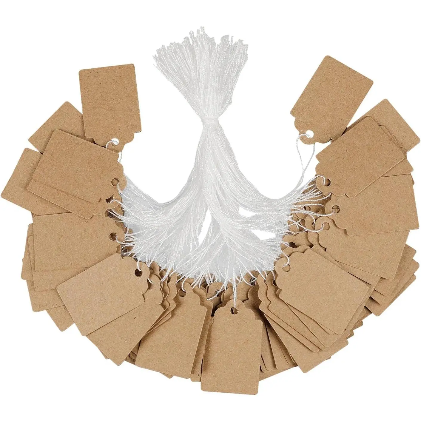 200 count Price Tags with String Attached 1 Inch Writable Brown  Paper Tags Hang Tag Price Display Labels for Pricing Clothing  Blank Merchandise Marking Tag, 1 3/8" x 7/8"