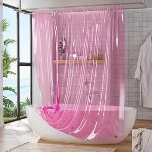Peva Waterproof No-Drill Bathroom Shower Curtain, Easy Clean Privacy Divider, Bathtub Partition Curtain, Shower Liner Door Curtain, Home Decor Accessory