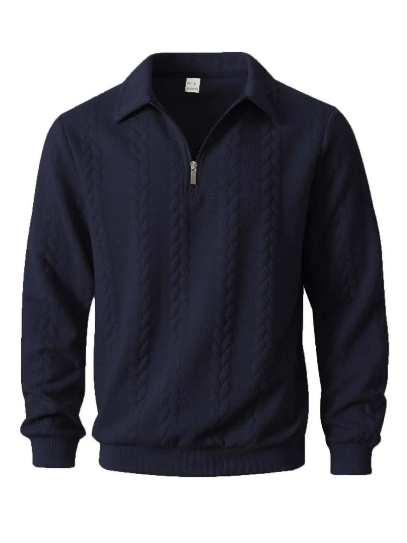 Men's New Fall Winter Fashion Lapel Half-Zip Knit Sweater, Elegant Cable Knitting Texture, Soft Fabric, Casual & Business Wear, Knitted Clothes, Casual Fashion Knitwear