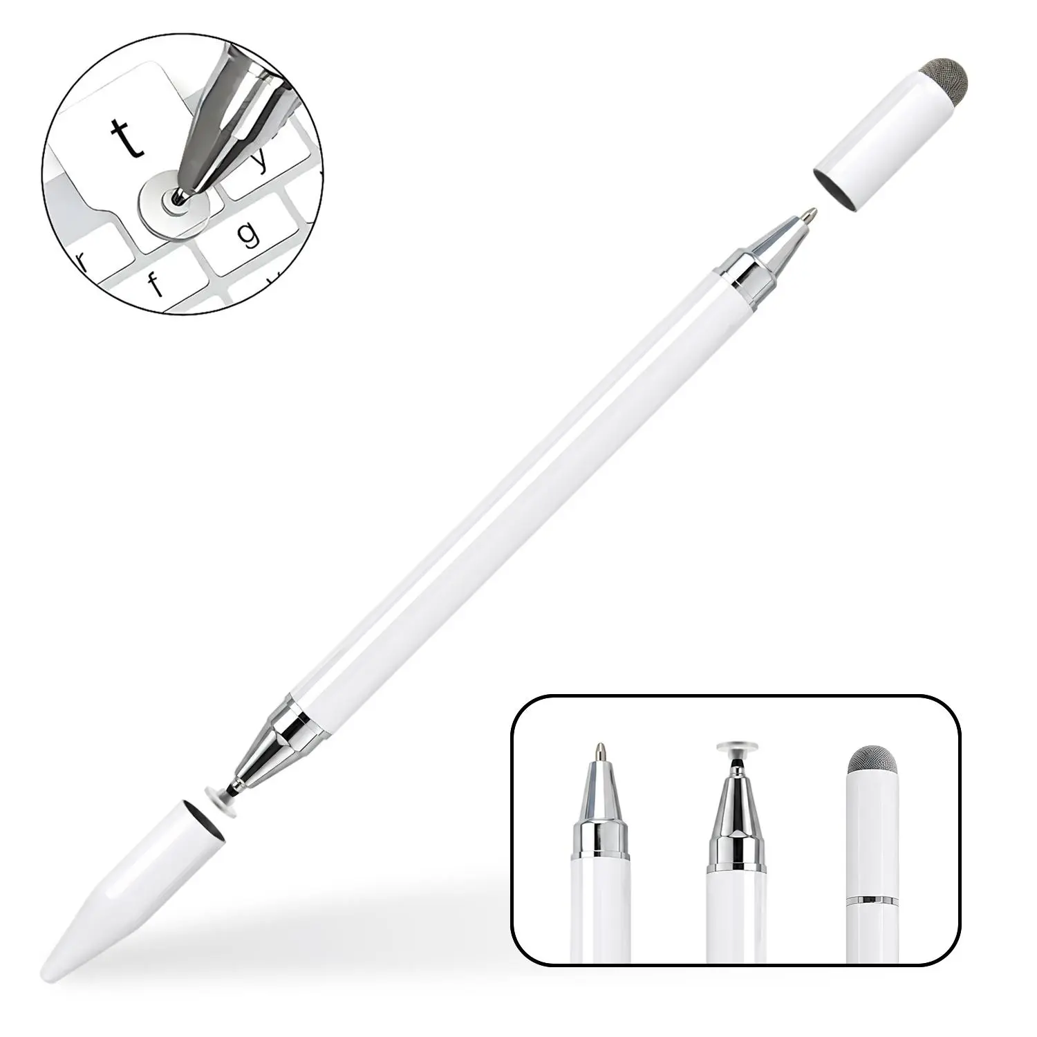 3-in-1 Universal Touch Screen Stylus Pen with High Precision Disc Tip, Compatible with iPad, iPhone, Tablets and Smartphones, No Bluetooth Needed, Portable School & Office Stationery, Ideal Gift for Students