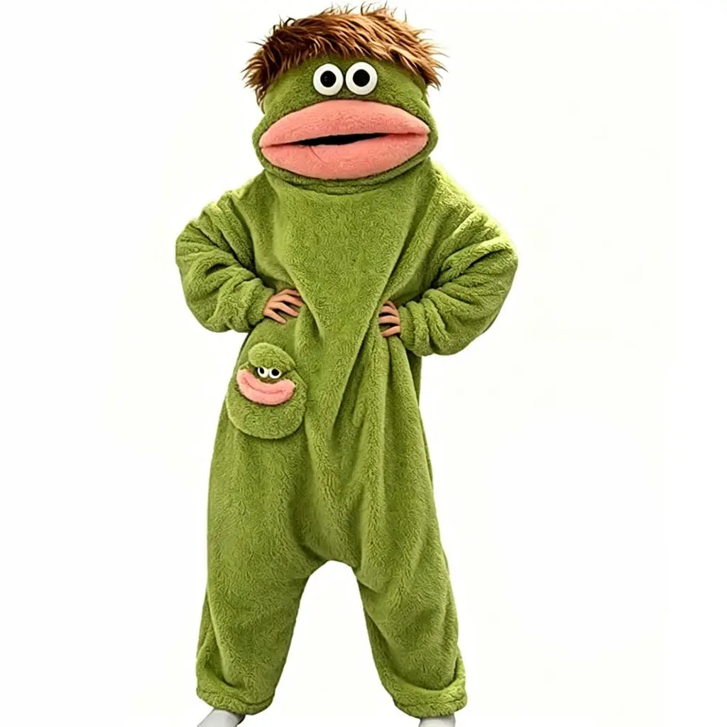 big mouth monster onesie oddities wearable blanket hoodie soft loungewear for all teens & adults, upgraded thick cute pajamas complete set with comb & foot covers, unique gag costume gift for halloween decor parties