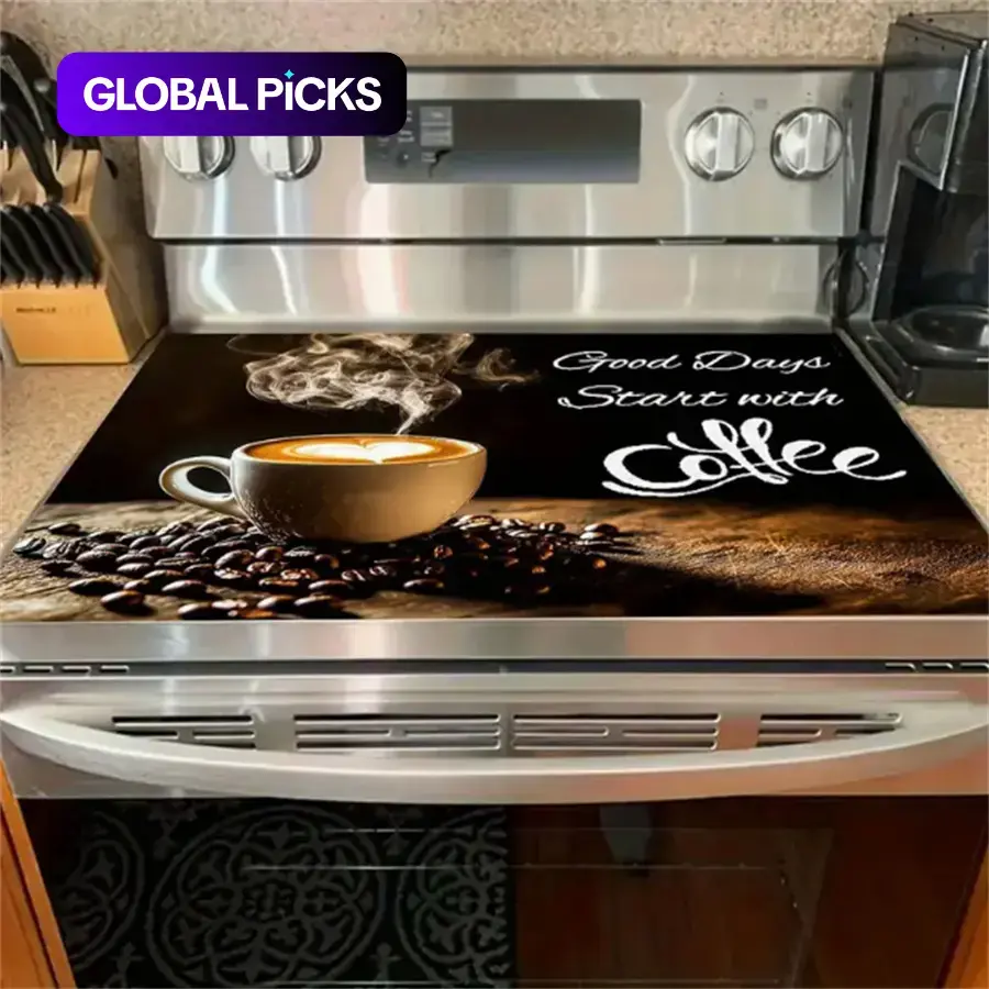 Soft Electric Stove Cover Cooktop Panel Protector Pad, Coffee Pattern, Scratch-Resistant, Easy to Clean, Multipurpose Kitchen Cover, Protection #GLOBAL PICKS