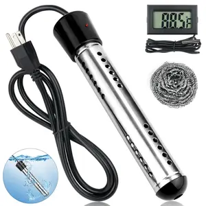 2000W Portable Submersible Electric Hot Water Heater, 304 SS Guard & LCD Thermometer, Heats 5 Gallons of Water in Minutes for Bucket Bathtub Small Pool
