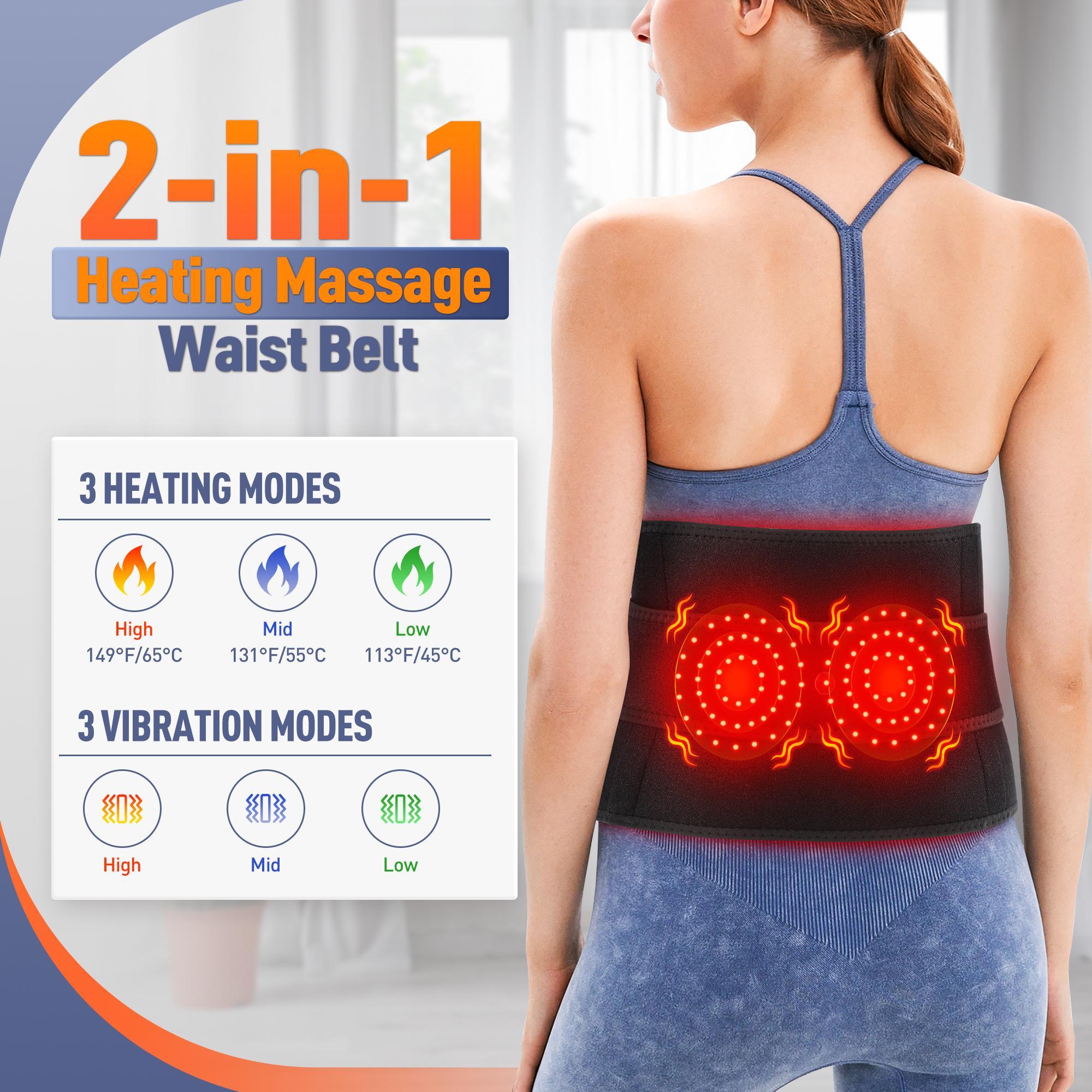 Electric Waist Massager, 3-level Heating Vibration Waist Belt, Women's Abdominal Warming Massage Belt, Birthday Gift for Women & Men, USB Rechargeable