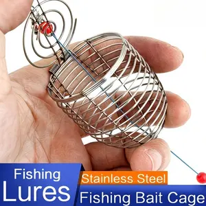 Stainless Steel Bait Cage Feeder, Fishing Bait Holder Lure Container, Carp Fishing Spod Basket Feeder, Metal Fishing Tackle Accessory for Bait Dispensing