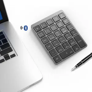 Aluminum Bluetooth-compatible Wireless Numeric Keypad, 28-Key Portable Rechargeable Keyboard, Ideal for Laptops and Desktops, Compact Design