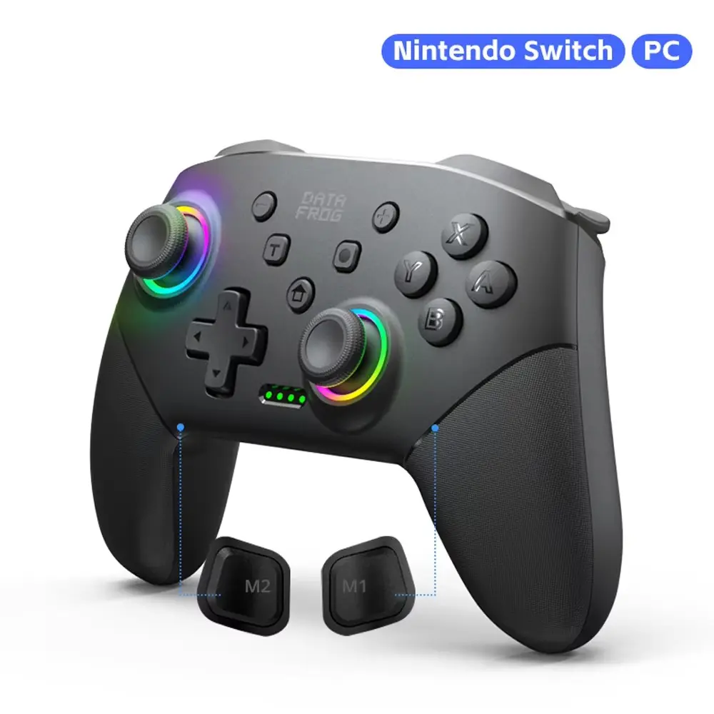 Switch Controller Gamepad, RGB Gaming Controller, 1000mah, RGB Lightning LED, One-Touch Pairing/wake-Up/trigger/shake, 6-Axis Motion, Compatible with Switch/lite/oled/PC Windows