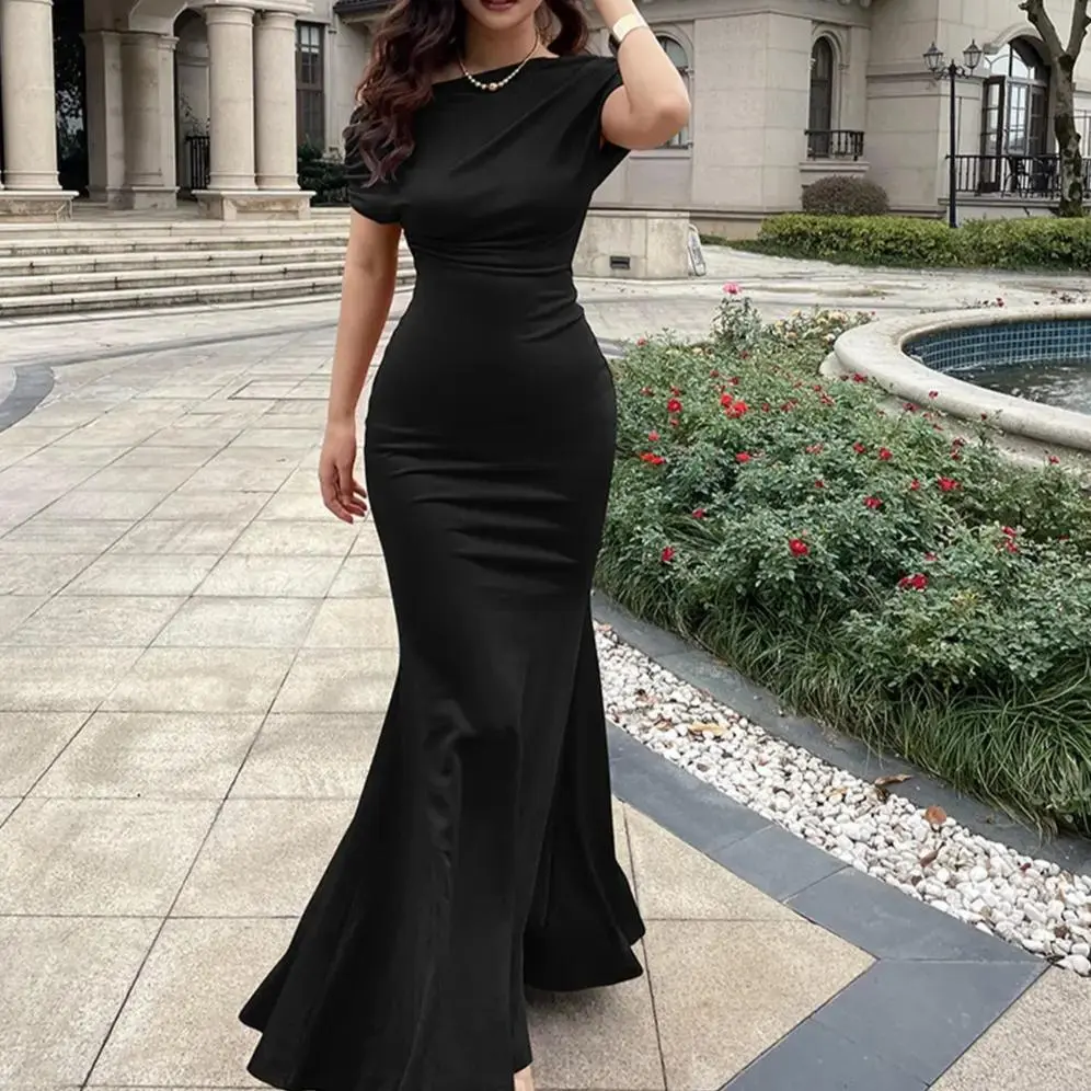 Women’s Elegant Off Shoulder Bodycon Maxi Dress, Sleeveless Long Formal Evening Gown for Parties and Special Occasions