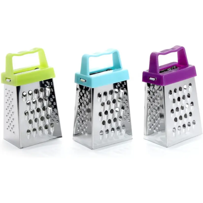 3Pcs Mini Cheese Grater, Professional Box Grater, Stainless Steel with 4 Sides, Small Box Graters for Kitchen Slicer Cheese/Ginger/Vegetable, Cheese Cutting Grater