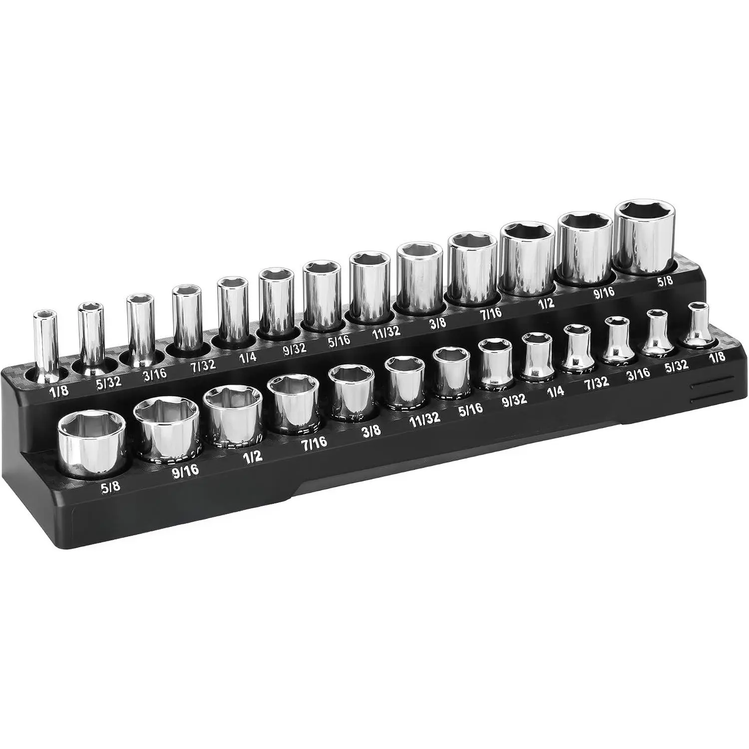 Socket Organizer, 1/4" SAE Socket Tray Holds 26 Standard & Deep Sockets,  Sockets Holder